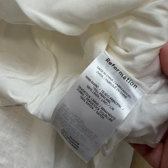 Reformation Oaklyn Linen Basque Waist Mini Dress white, SIZE 12 - Picture 8 of 8